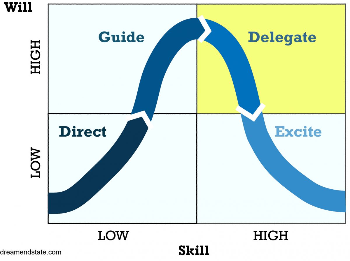 Direct, guide, delegate and excite